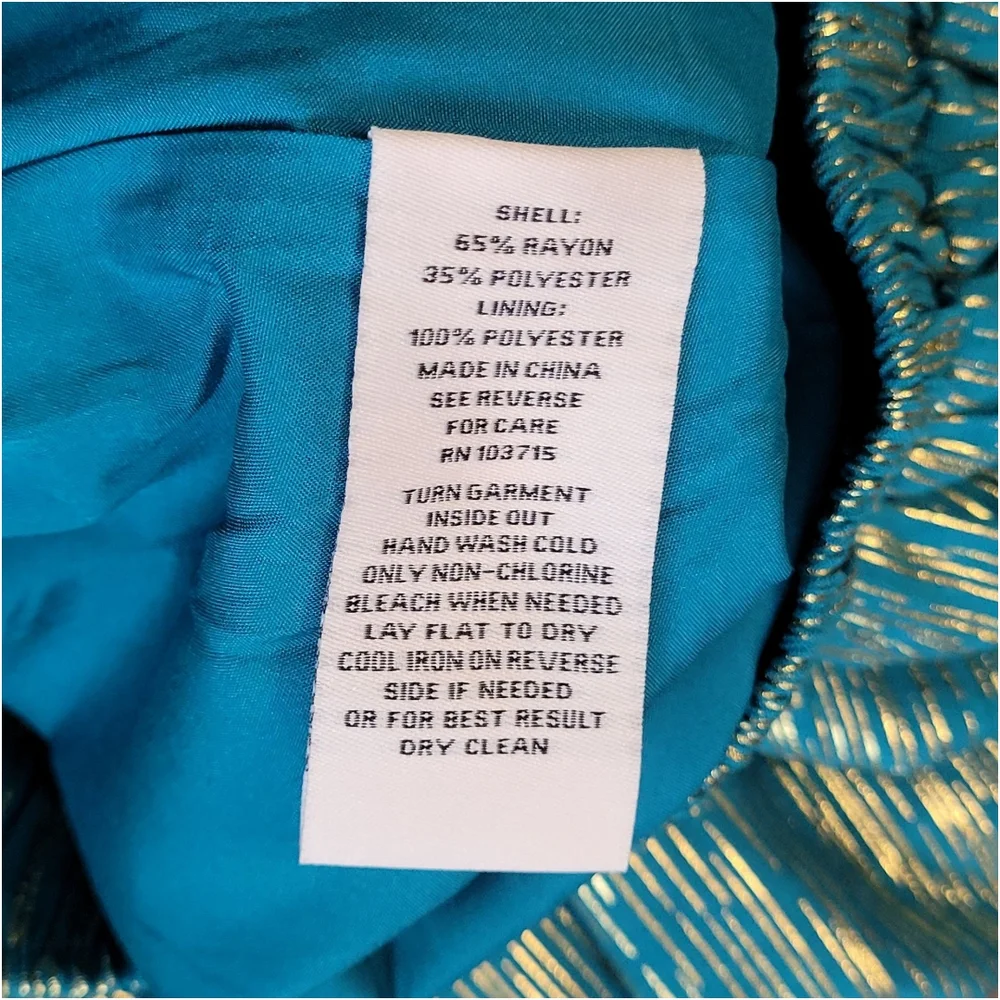 Nanette Lepore Teal Gold Metallic Midi Skirt Asymmetrical Festival Boho M NWT